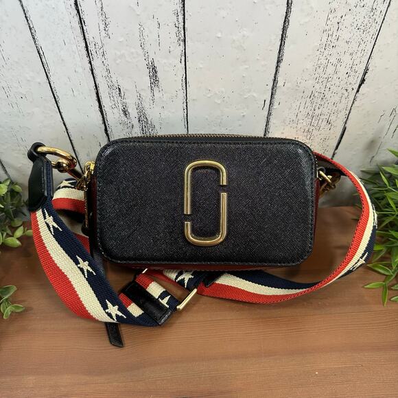 Marc Jacobs The Snapshot Bag Crossbody Black Wine Teal USA Strap - Picture 2 of 10